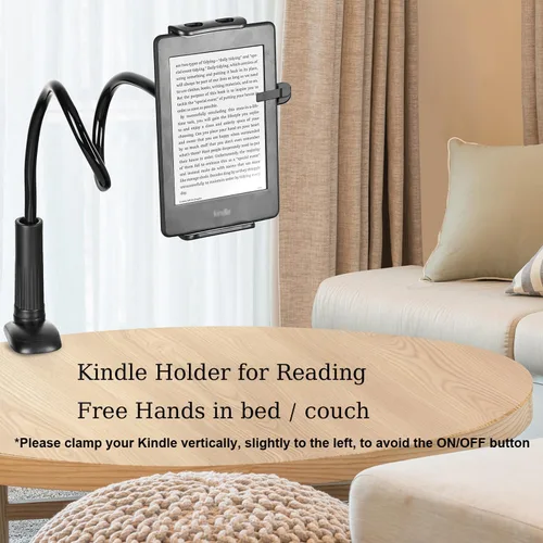 Vista 3 de Soporte para Tableta y Teléfono con Cuello de Cisne Soporte para Kindle para Cama Soporte flexible de 33 pulgadas con abrazadera de brazo largo