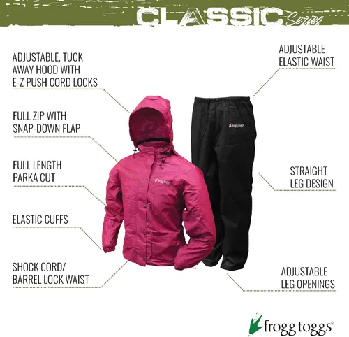 Vista 2 de FROGG TOGGS Womens Classic All-Purpose Waterproof Breathable Rain Suit