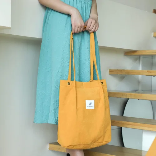 Vista 7 de WantGor Bolso de mano o de hombro de pana y de gran capacidad para mujer