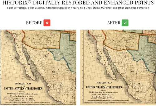 Vista 3 de HISTORIX Vintage 1861 American Civil War Map - Mapa vintage de los Estados Unidos de 18 x 24 pulgadas que muestra la ubicación de puestos militares