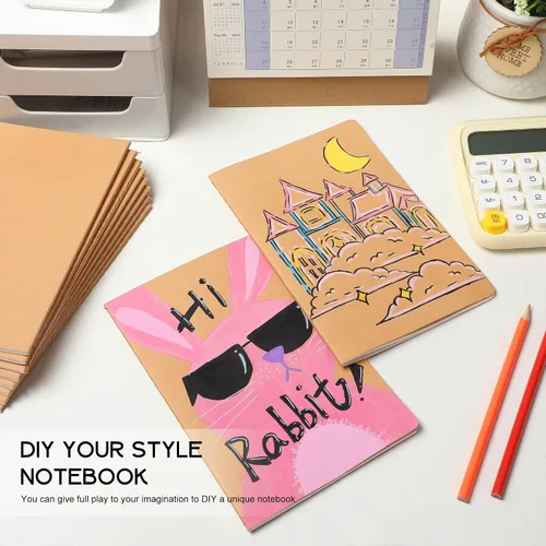 Vista 4 de miikoul Paquete de 4 cuadernos de papel kraft A5 con papel rayado, 8.3 x 5.5 pulgadas, 60 páginas/30 hojas, 80 g/m², cuaderno de viaje para adultos