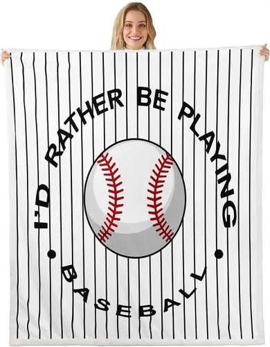 Vista 48 de Feelyou Football Throw Blanket Basketball Sports Soft Fleece Sherpa Cozy Fuzzy Plush Warm Soccer Ball Game Fuzzy Plush Throw Black Baseball Gaming