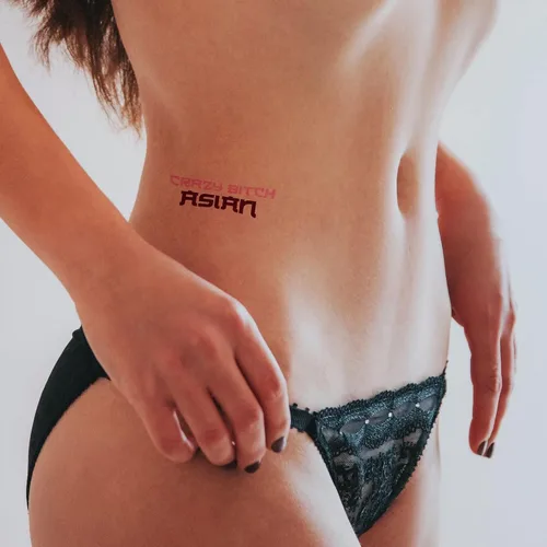 Vista 3 de 27 x Asiático Hardcore Palabras y Frases Temporales Tatuaje Kinky Pegatina