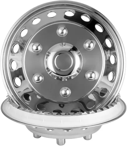 Vista 4 de Juego de simuladores de rueda de acero inoxidable pulido de 16 pulgadas para doble rueda, compatible con Dodge, Mercedes y Freightliner Sprinter Van