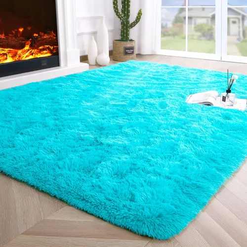 Vista 63 de Noahas Alfombras de Área Grandes y Esponjosas de 5x8 pies para Sala de Estar y Dormitorio, Alfombra Gruesa de Pelo Largo Beige y Blanca, Alfombra