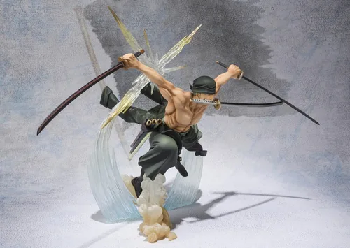 Vista 2 de TAMASHII NATIONS Bandai Figuarts Zero Roronoa Zoro Battle Version Rengoku Onigiri Figura de acción