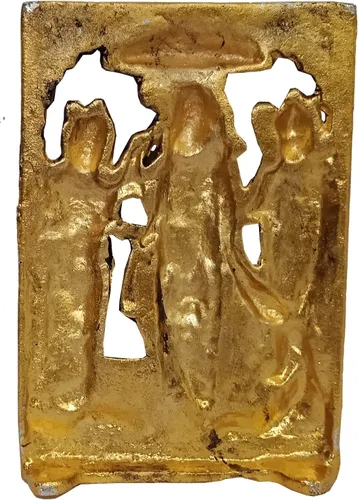 Vista 4 de Purpledip Placa de metal colgante de pared Ram Familia Darbar: Rama, Sita, Laxman, Hanuman Statues (12608)