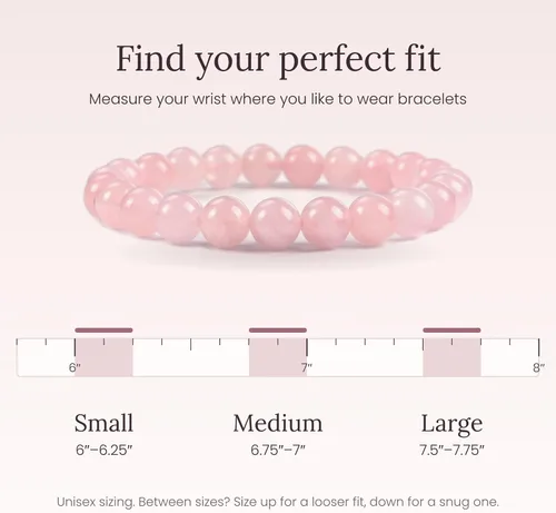 Vista 5 de Colección Cherry Tree - Pulseras de cuentas de gemas para mujeres y hombres, tamaños pequeños, medianos y grandes, cuentas redondas de 8 mm Cuarzo
