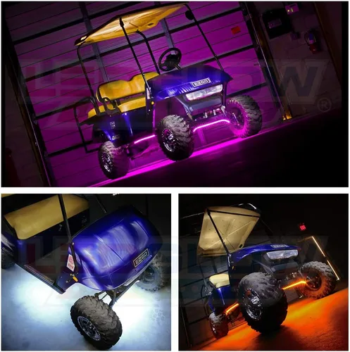 Vista 4 de LEDGlow - Kit de luces LED de millones de colores para debajo de carritos de golf, 4 piezas, luces de neón para carrocería, tubos flexibles