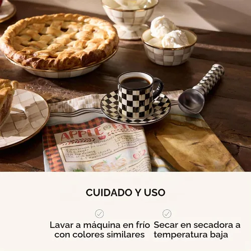 Vista 5 de MACKENZIE-CHILDS Toalla de Cocina de Algodón, Toalla de Cocina Decorativa, Receta de Tarta de Manzana