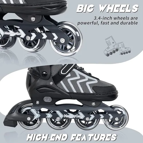 Vista 5 de MammyGol Patines en línea para adultos y niños, patines ajustables, agresivos y duraderos con ruedas gigantes, patines de alto rendimiento