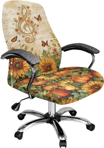 Vista 34 de 250 Years of Glory - Funda para silla de trabajo con diseño de águila calva, diseño de margarita y bandera estadounidense, funda giratoria acolchada
