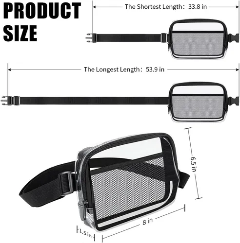Vista 3 de Labeol Riñonera transparente para mujer, cangurera transparente aprobada para estadios, bolsa de cinturón transparente para mujer, riñonera
