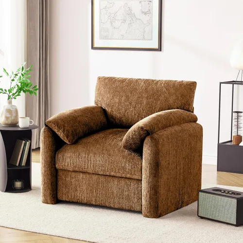 Vista 16 de Howjoe Sillón Extragrande de Chenilla, Sillas de Acento de 38.6 Pulgadas de Ancho para Sala de Estar y Dormitorio Silla de Descanso Moderna, Silla