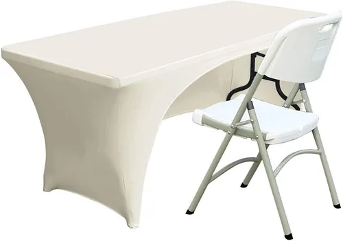 Vista 28 de ABCCANOPY - Mantel elástico de 1,2 m para mesa, ajustado, con parte trasera abierta, lavable, salvamanteles para mesas rectangulares, color negro