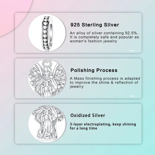 Vista 155 de LUXILLA Abalorio de plata de ley 925 para madre, hija, abuela, para familia, amor, madre, hija, abuela, para pulseras, collares, dijes, abalorios