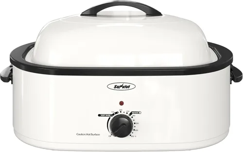Vista 14 de Sunvivi Horno asador eléctrico con tapa visible, horno asador de pavo de 24 cuartos de galón con sartén y estante extraíbles, acero inoxidable