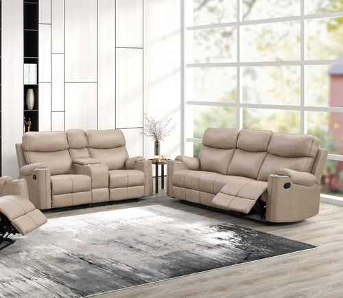 Vista 20 de Betsy Furniture 8007 - Juego de sofá reclinable de microfibra para sala de estar (Gris, Sofá + Sillón reclinable)