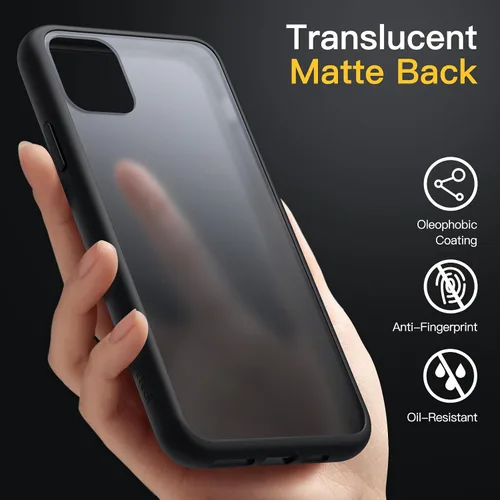 Vista 4 de JETech Funda mate para iPhone 11 Pro de 5.8 pulgadas, a prueba de golpes, protección contra caídas de grado militar, cubierta trasera translúcida