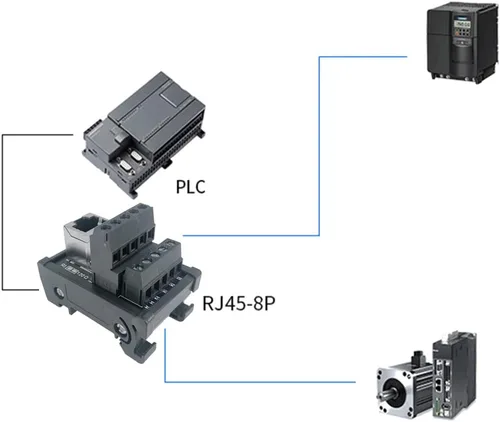 Vista 7 de Placa de distribución de conector Ethernet de montaje en riel DIN RJ45 8P8C, conector de bloque de terminales de conector vertical RJ45