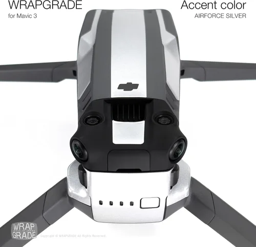 Vista 6 de WRAPGRADE Adhesivos parciales para DJI Mavic 3 / Mavic 3 Classic Accent Color (AIRFORCE SILVER)