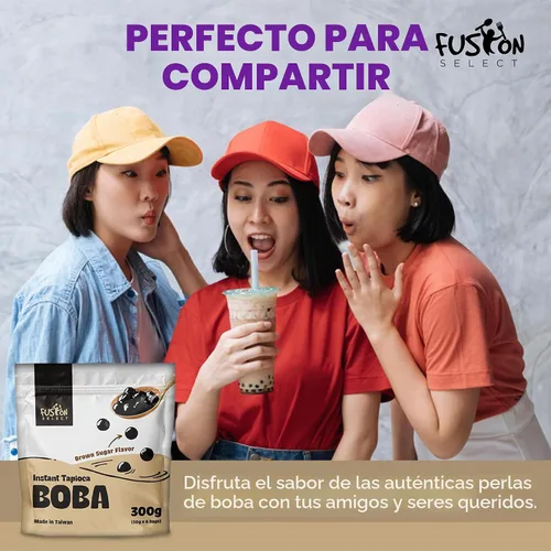 Vista 6 de Fusion Select Instant Boba - Perlas de tapioca instantáneas sin cocinar para bebidas de té de burbujas, leche dulce caliente o fría - Microondas