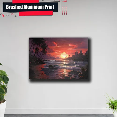 Vista 5 de Neon Sunset Vibes Florida Synthwave Sunset Framed poster Print, Retro Miami Style Wall Art, Decor poster, Art Decor