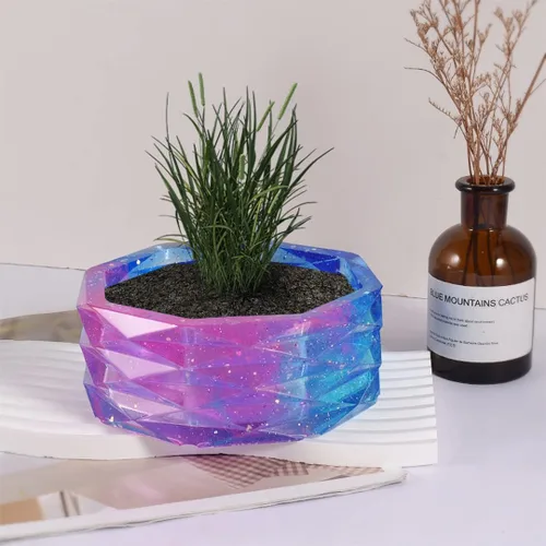 Vista 8 de Molde de silicona para macetas, jarrón de plantas suculentas, moldes de cactus, moldes de resina epoxi, molde de arcilla de cemento para velas