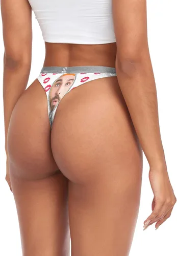 Vista 6 de SUABO Tangas personalizadas para mujer, tanga con foto personalizada con espalda en T