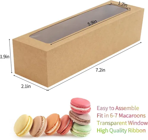 Vista 5 de NPLUX - Paquete de 25 cajas de macarrones para 5-7 macarrones, fresas, cajas de embalaje con cinta para regalos dulces, regalos de graduación