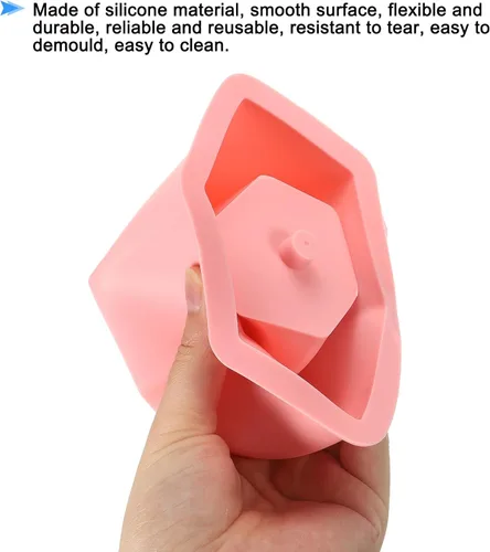 Vista 3 de PATIKIL Molde de silicona para maceta, molde hexagonal para macetas de flores, molde para suculentas, soporte para velas para decoración