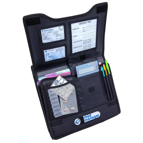 Vista 7 de Med Manager Organizador de suministros de medicamentos con estuche de viaje enfriador de insulina, capacidad para (15) botellas de píldoras, (11)
