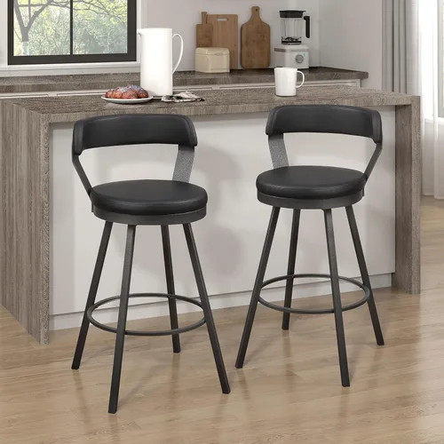 Vista 12 de Lexicon Ruthie - Juego de 2 taburetes giratorios para encimera de cocina con respaldo, 25.5 pulgadas de altura de asiento de 25.5 pulgadas, sillas