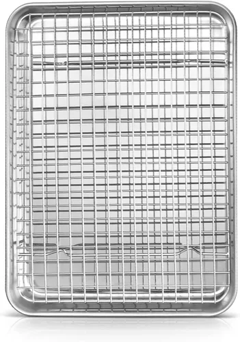 Vista 12 de Joyfair - Bandeja para hornear de 9 pulgadas con estante de enfriamiento, bandejas para horno tostador de acero inoxidable con rejillas de rejilla