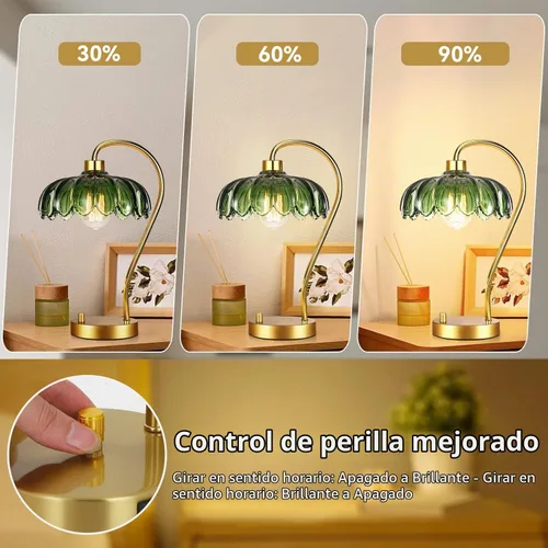 Vista 2 de ILLMTW Lámpara de mesa de flores para dormitorio, sala de estar, pequeñas lámparas doradas, regulables, estilo bohemio, con pantalla de cristal
