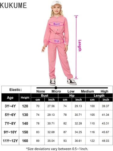 Vista 7 de Kukume Girls Long Sleeve Button Down Jumpsuits Rompers Straight Leg Cargo Pant with 5 Pockets