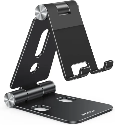 Vista 12 de OMOTON Soporte plegable para teléfono celular, C4 soporte de teléfono de aluminio portátil, base de acoplamiento ajustable para teléfono compatible