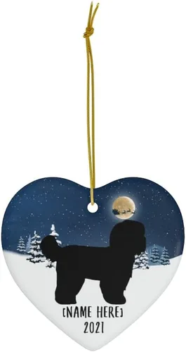 Vista 2 de Silueta negra Shih Tzu - Adornos de perro para árbol de Navidad 2025, regalos con nombre personalizado, decoraciones de Nochevieja 2026, corazón