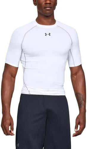 Vista 8 de Under Armour HeatGear Armour - Camiseta de compresión de manga corta para hombre Negro (001)/Acero