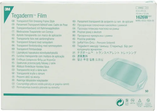 Vista 2 de 3 M Tegaderm – Film transparente Dressing Frame Style 1626 W, 50 Apósitos, Transparente, 50 Estéril