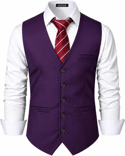 Vista 14 de Chalecos formales de negocios para hombre, 5 botones, ajuste regular, chaleco para traje o esmoquin Negro