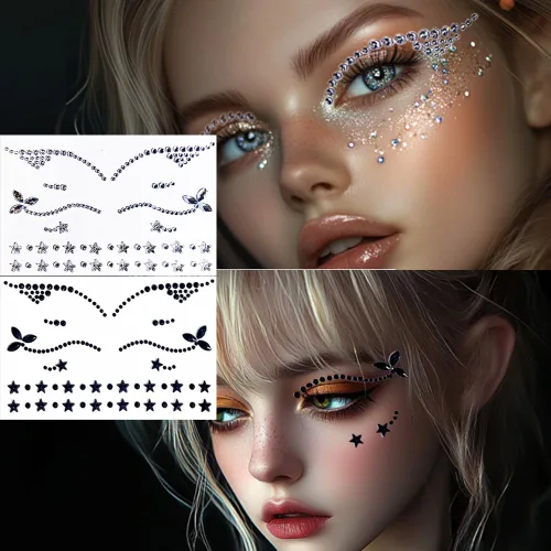 Vista 10 de Joyas de cara de vampiro, gemas para la cara, joya de Halloween, disfraz de sangre de cristal, gemas de cara sangrante, tatuaje de cicatriz, tatuaje