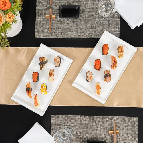 Vista 9 de Restaurantware Voga - Platos de servir de 12 x 7 pulgadas, 10 platos rectangulares para sushi, pequeños, resistentes a roturas, platos blancos
