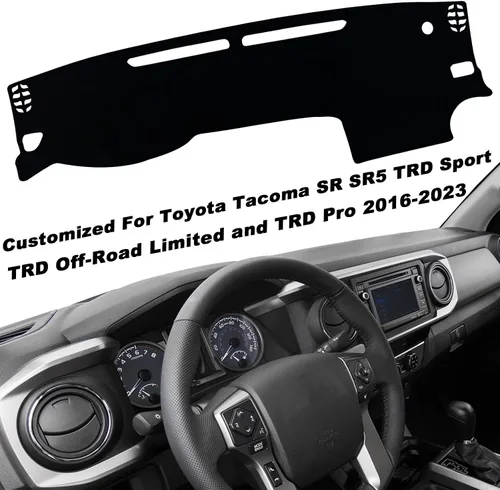 Vista 3 de Funda protectora para salpicadero interior compatible con Toyota Tacoma SR SR5 TRD Sport TRD Off-Road Limited y TRD Pro 2016-2023, protector