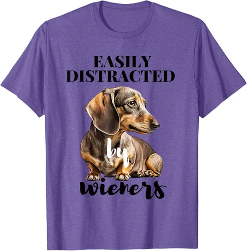 Vista 9 de Easy Distracted By Wieners Dachshund - Camiseta divertida para perro Weiner, Azul