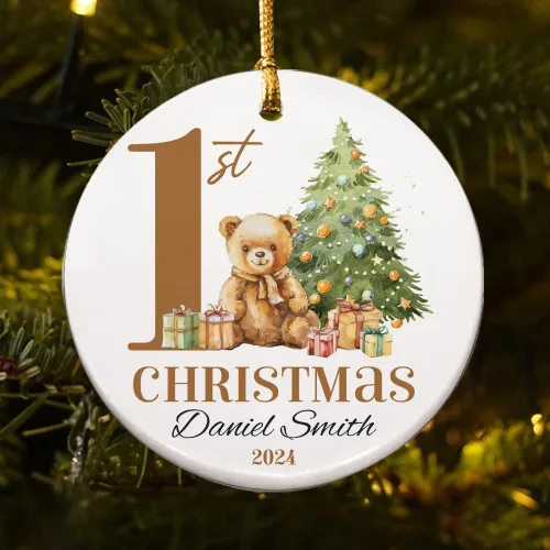Vista 22 de Adorno de cristal personalizado para anuncio de bebé, adorno de Feliz Navidad, abuela y abuelo te veo en 2024, regalo de abuelos promocionados