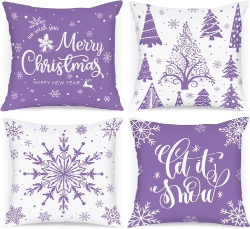 Vista 15 de Lanpn Fundas de Cojín Lumbar Navideñas de 12x20, 4 piezas, Blanco y Negro Feliz Navidad Xmas Invierno Copo de Nieve Fundas de Almohada de Cojín