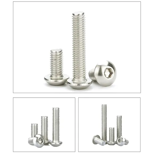 Vista 9 de Tornillos de cabeza de botón M2-0.016 x 0.157 in, acero inoxidable 304, rosca completa, accionamiento de enchufe Allen, máquina de alta resistencia