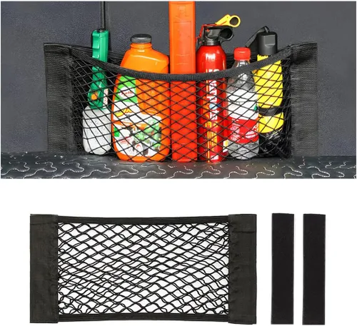 Vista 9 de Red de carga de malla para automóvil, red de almacenamiento universal elástica para maletero, organizador de calcomanías de pared, bolsa elástica