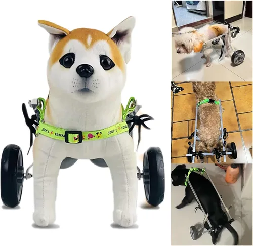 Vista 2 de Silla de ruedas ligera para perros para patas traseras, rodillera doble ajustable para artritis, parálisis y amputación, ruedas de ejercicio